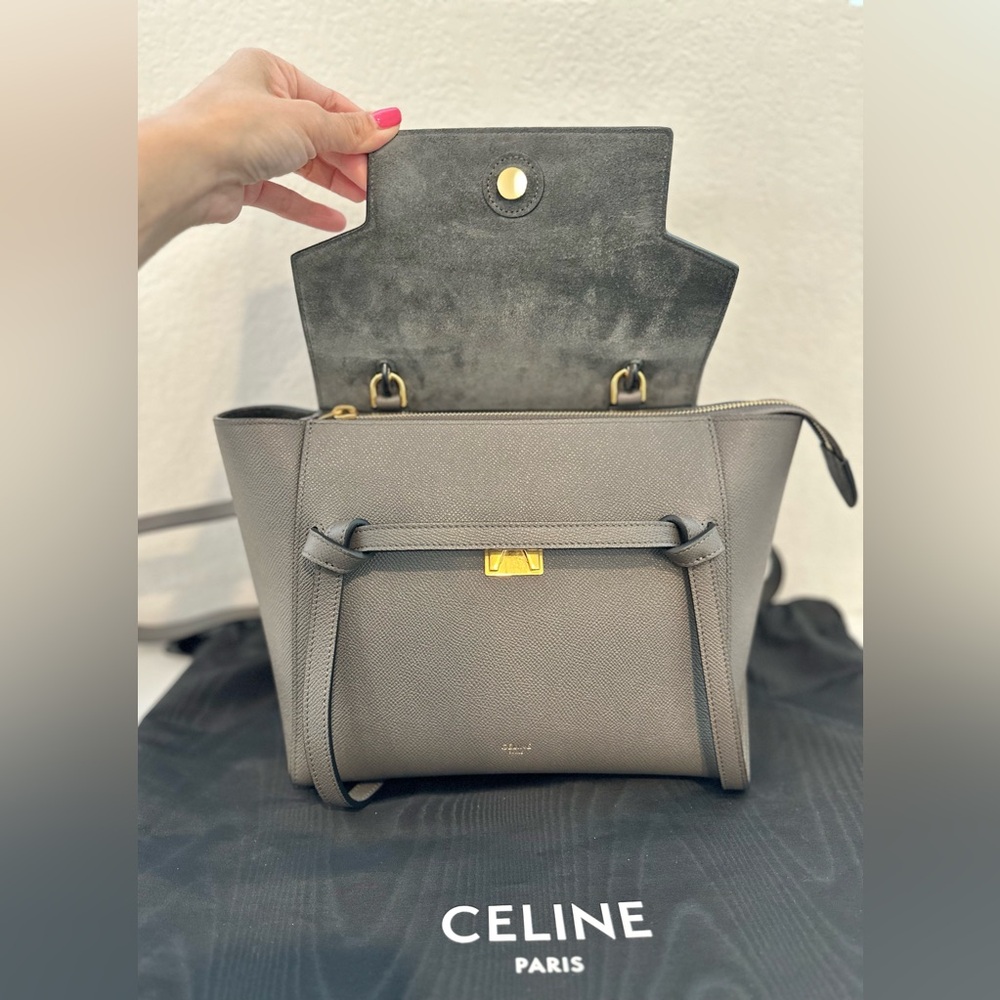 ❤️SOLD❤️ Auth CELINE Micro Grey Belt Bag in Grained Leather 9 x 8 IN - Picture 6 of 16